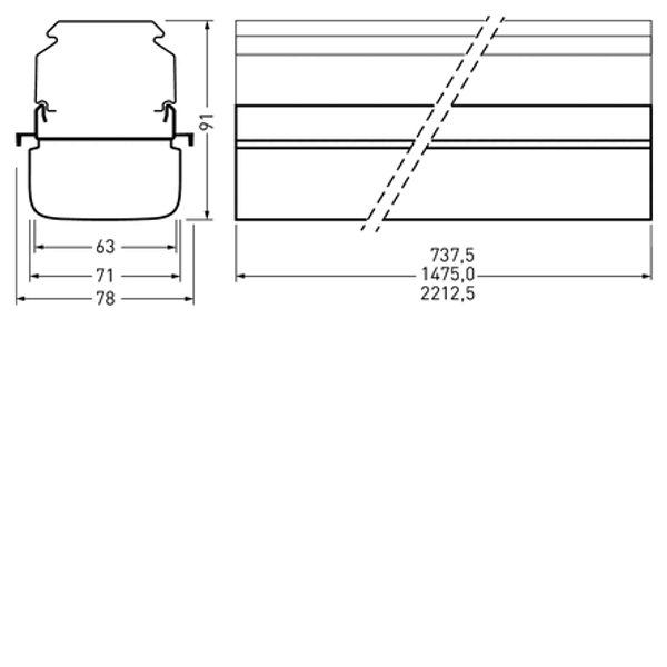 Continuous lines 765... E-Line Next Fix MultiLumen 5 Prisms White rectangular ET 88W 15400lm Wide (W) IP50 IK06 3 SDCM 9002284243 image 1