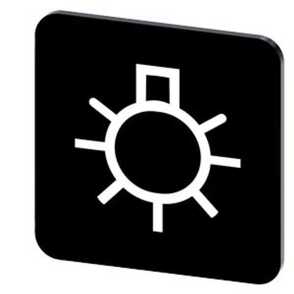 Labeling plate 22 x 22 mm, label black, labeling: Beleuchtung image 1