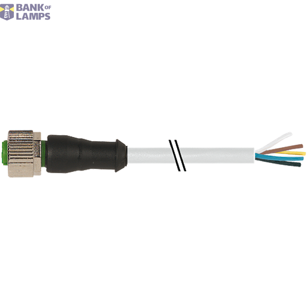 M12 female 0° A-cod. with cable PUR 5x0.34 gy 50m image 1
