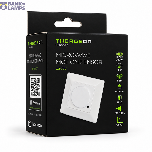 Microwave Motion Sensor 1200W Incand. / 1-8m  300W LED IP20 White THORGEON image 1