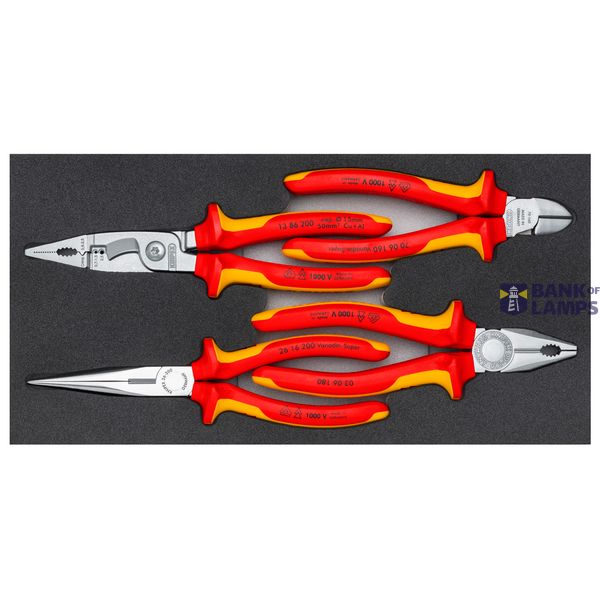 KNIPEX 00 20 01 V20 Pliers Set “VDE Chrome I” 4 parts in a foam tray image 1