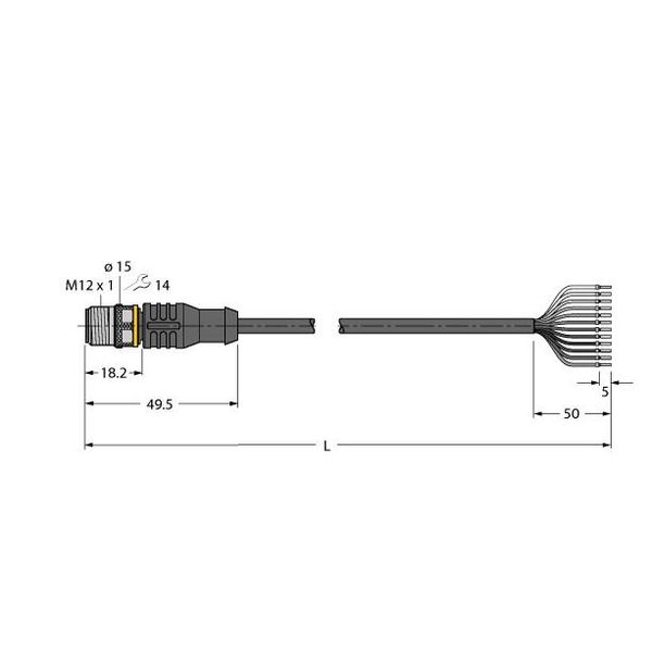 Actuator and Sensor Cable, PVC Connection Cable   RSC12.120T-10/TEL image 1