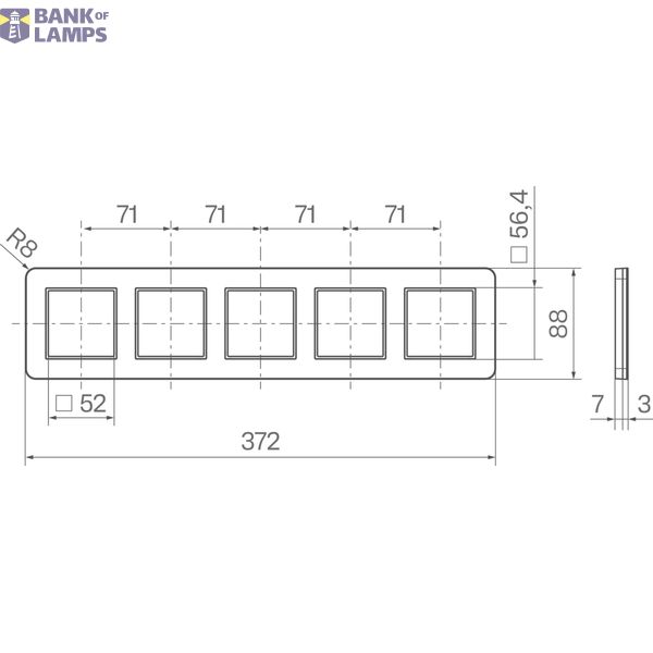 Cover frame 5-way horizontal, C.8, aluminium image 2