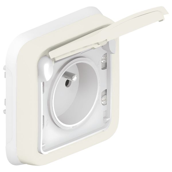 Socket outlet Plexo IP 55 - Fr std - 2P+E + shutters - flush mounting - white image 1