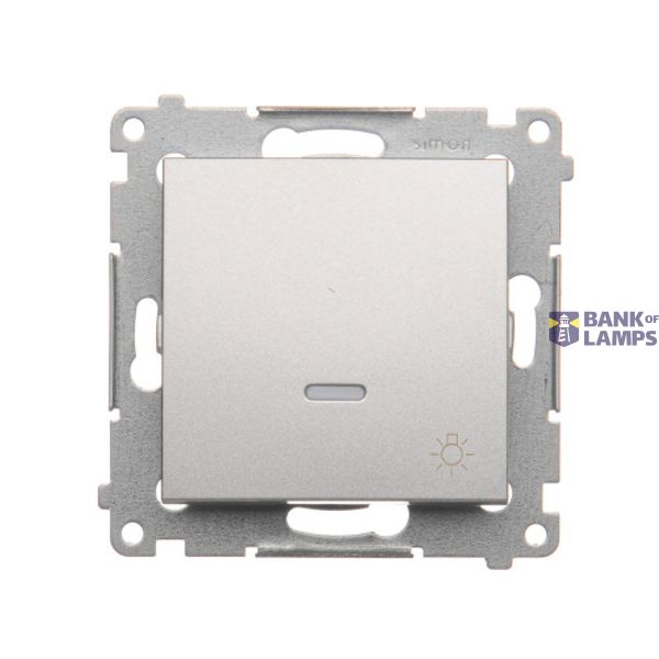 "Light" push button with LED indicator light, (module), 10AX, quick connection, Silver matt, metalic image 1