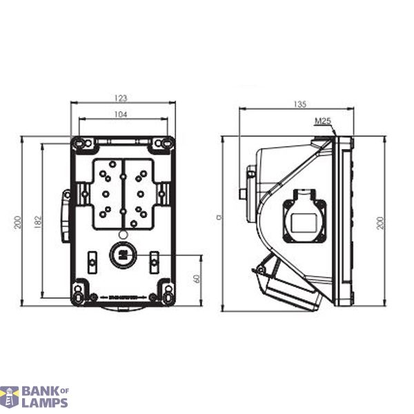 Fixed socket COMBO-POL 16A 5P 6h IP44 image 2