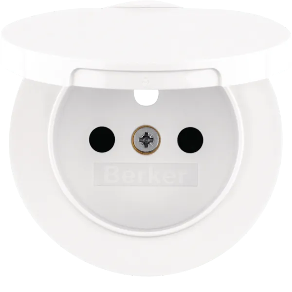 Center piece for socket with earthing pin with protection against contact with lid, Berker R.1/R.3, white, gloss image 1