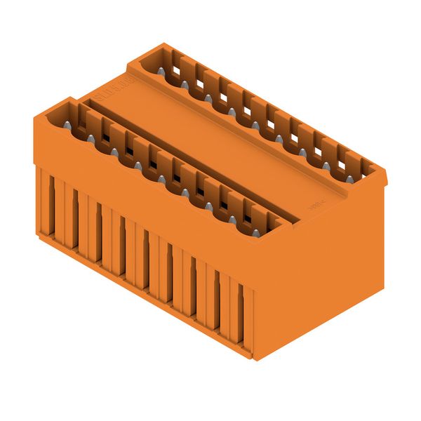 PCB plug-in connector, male header, closed side, THT solder connection, 5.08 mm, Number of poles: 18, 180°, Solder pin length (l): 3.2 mm, tinned, orange, Box image 4