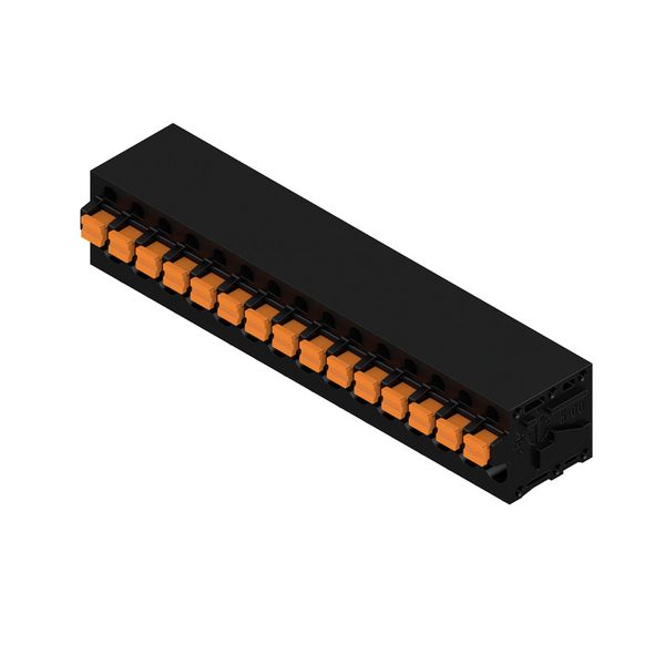 Printed circuit board terminals, 5.00 mm, Number of poles: 15, 90°, Solder pin length (l): 3.5 mm, tinned, black, PUSH IN with actuator, Clamping range, max. : 2.5 mm², Box image 3