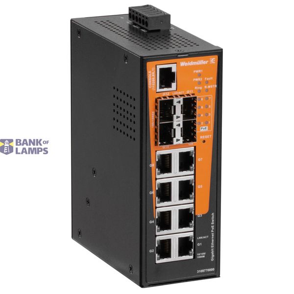 Network switch, managed PoE, Gigabit Ethernet, 8x RJ45 10/100/1000 Bas image 1