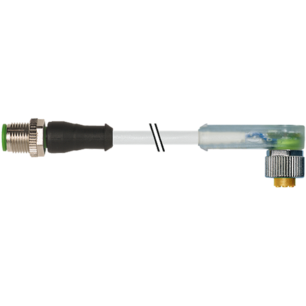 M12 male 0° / M12 female 90° A-cod. LED PUR 3x0.34 gy  3.0m image 1