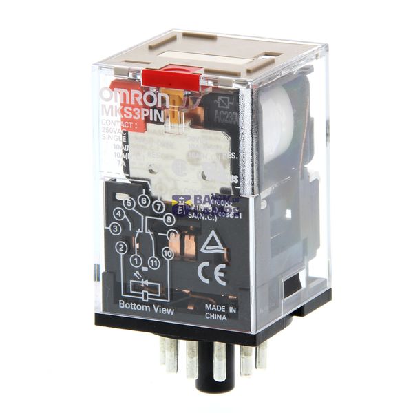 MKSN8582F Relay, plug-in, 11-pin, 3PDT, 10 A, mech & LED indicator, test button, reverse coil polarity MKSN8582F image 1