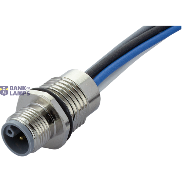 M12 Power male recept. L-cod. front incl. nut PE-X-wires 5x2.5 UL 3m image 1