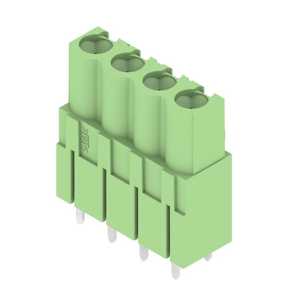PCB plug-in connector, female header, closed side, THT solder connection, 5.08 mm, Number of poles: 4, 180°, Solder pin length (l): 3.2 mm, tinned, Pale green, Box image 1