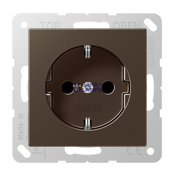 SCHUKO socket, 16 A 250 V ~, Series A, mocha image 1