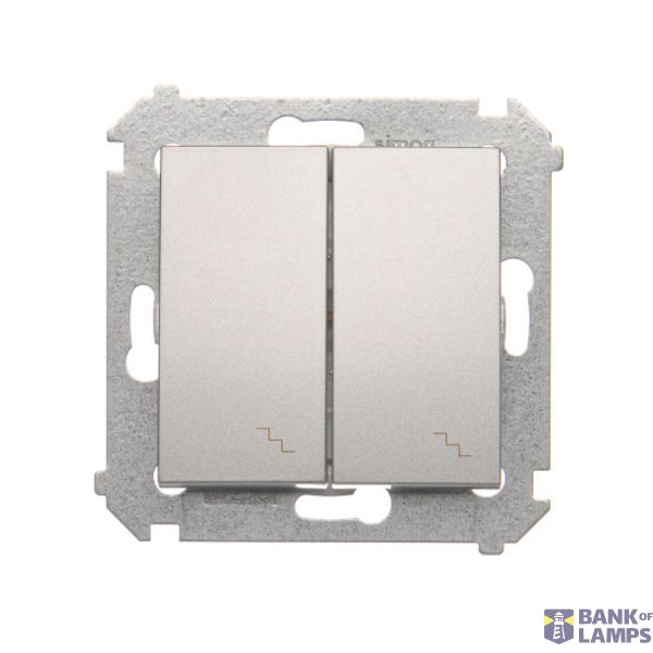 Double two-way switch, (module), 10AX, Screw, Silver matt, metalic image 1
