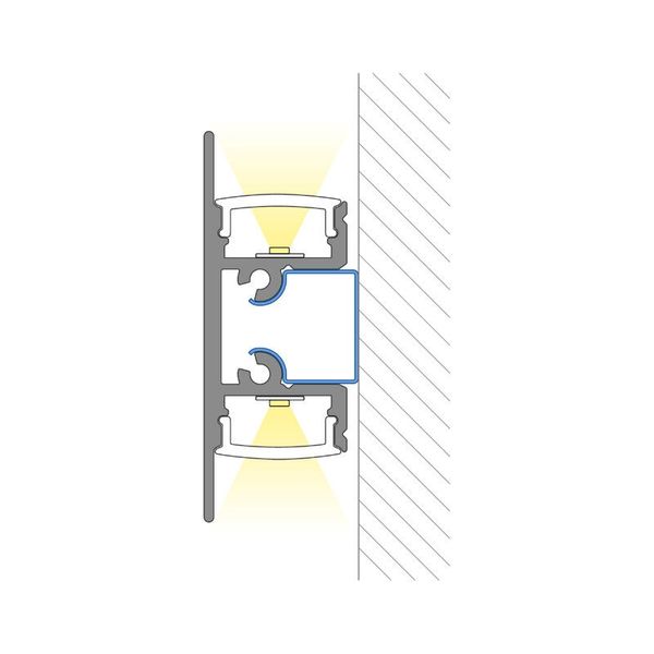 NS aluminum wall profile, 18x49 mm, White diffuser, complete, 1 m image 1