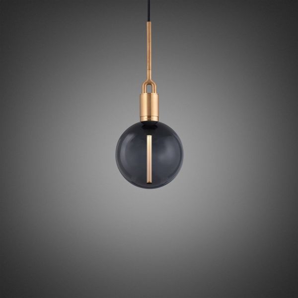 FORKED PENDANT / LINEAR / GLOBE / SMOKED / MEDIUM / BRASS image 1