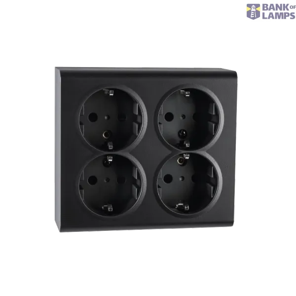 OUTLET SURFACE MOUNTED 4XS W/EARTH BLACK 6-PACK image 1