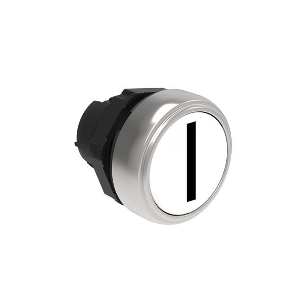 Pushbutton actuator, spring return, with symbol Ø22mm Platinum series chromed plastic, flush, I/White image 1