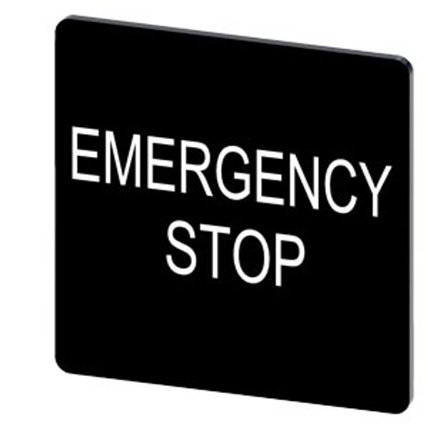 Labeling plate 27 x 27 mm, label black, labeling: Emergency Stop image 1