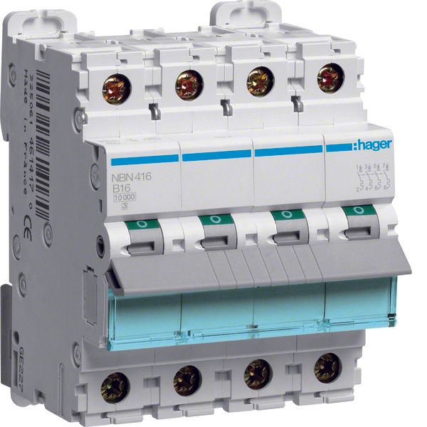 MCB 4P 10kA/15kA B-16A 4M image 1