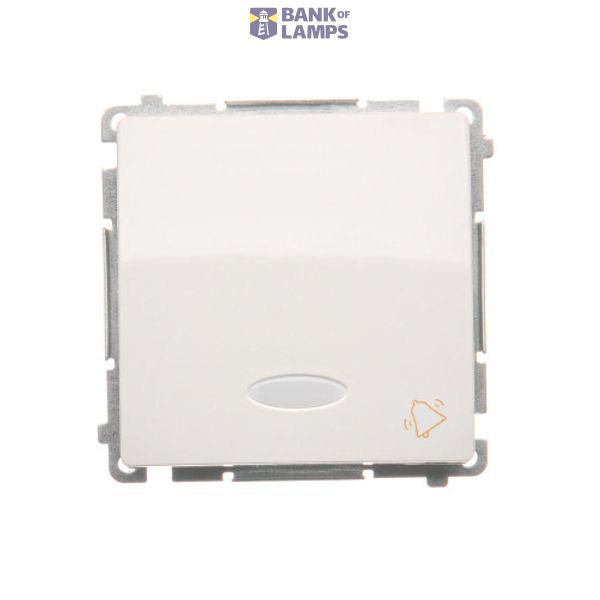 Bell push button with indicator light, LED not replaceable Color: blue, (module), 10AX, quick connection, white image 1