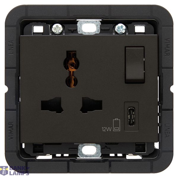 2P+E13A SICURYMult.+USB C socket black image 1