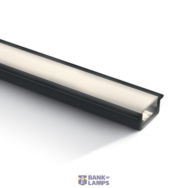 BLACK RECESSED PROFILE 2m + PC opal diffuser image 2