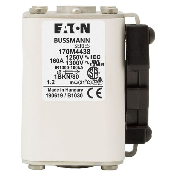 Fuse-link, high speed, 160 A, AC 1250 V, size 1, 53 x 69 x 80 mm, aR, IEC, UL, single indicator image 12