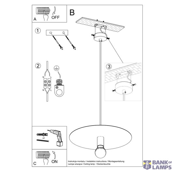 FLAVIO HANGING LAMP WHITE E27 1X60W IP20 image 9
