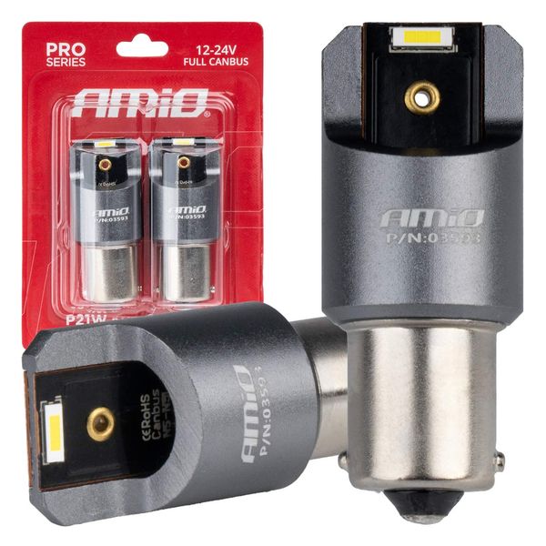 LED CANBUS PRO series BA15S P21W 2x1860SMD White 12/24V FULL CANBUSAMIO-03593 image 1