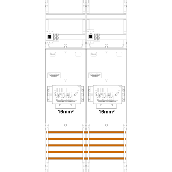 Counter field Z21B-16-ZSK-HSS, 2 fields, H=1050mm, 2-3.HZ, 16mm², 2 ZSK set, 2 HSS (Z21B-16-ZSK-HSS) image 1