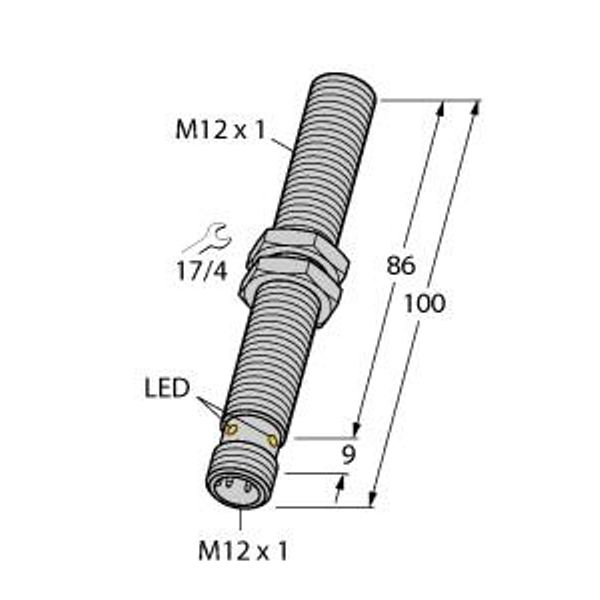 Inductive Sensor With Extended Switching Distance   BI4U-M12-VP6X-H1141 L100 image 1