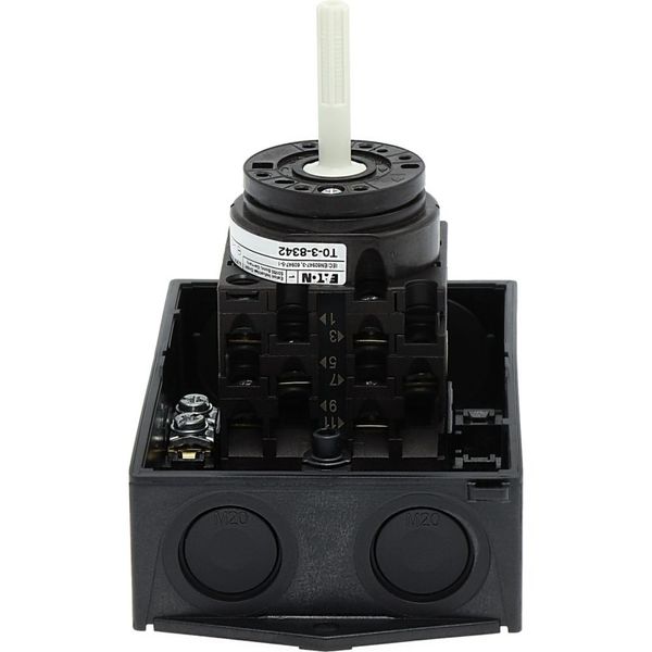 T0-3-8342/I1/SVB Main switch, T0, 20 A, surface mounting, 3 contact unit(s), 6 pole, Emergency switching off function, With red rotary handle and yellow locking ring, image 20