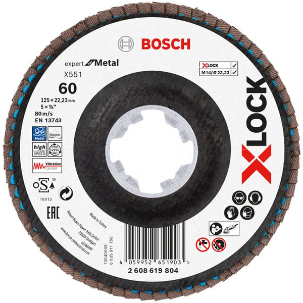 disc X551 Zirconia Grit 60 125mm fiber angled. Bosch Line image 2