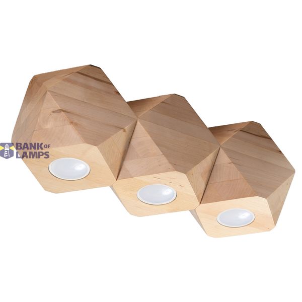CEILING LAMP WOODY 3 NATURAL WOOD GU10 3X40W IP20 image 2