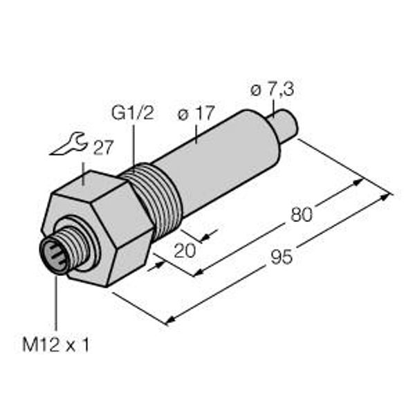 Flow Monitoring Immersion Sensor without Integrated Processor   FCS-G1/2A4-NA-H1141/L080 image 1