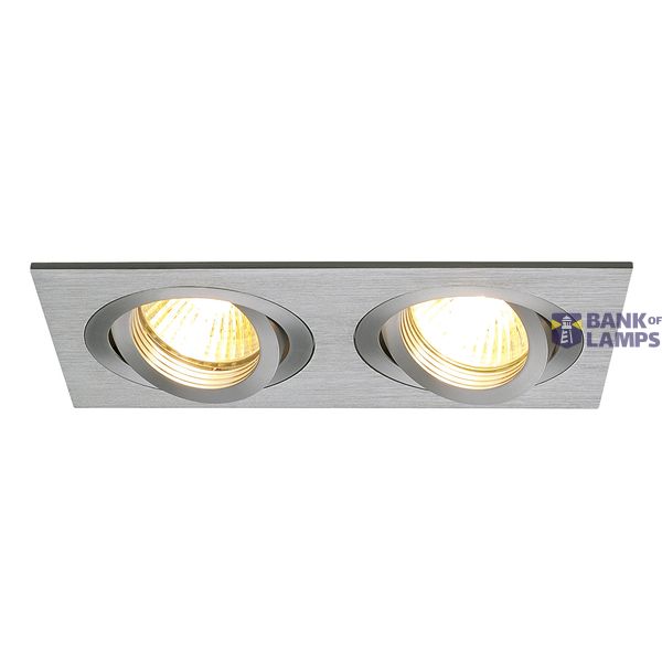 NEW TRIA II MR16 downlight, rectangular, alu brushed, max. 2x50W, incl. clip springs image 1