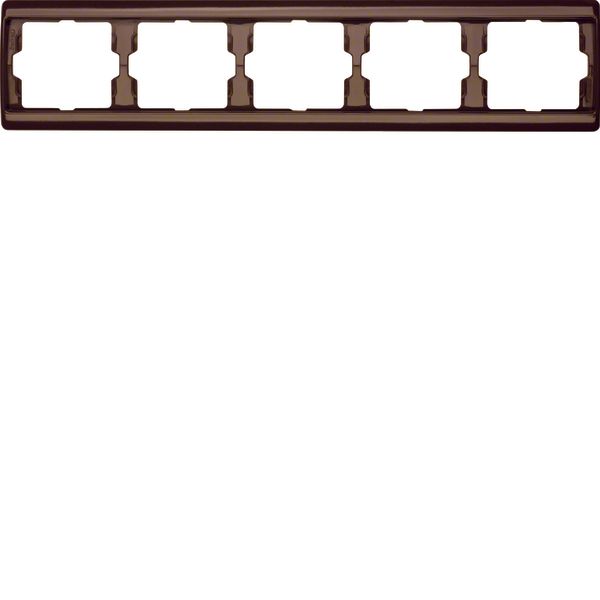 Frame 5gang horizontal Arsys brown, glossy image 1