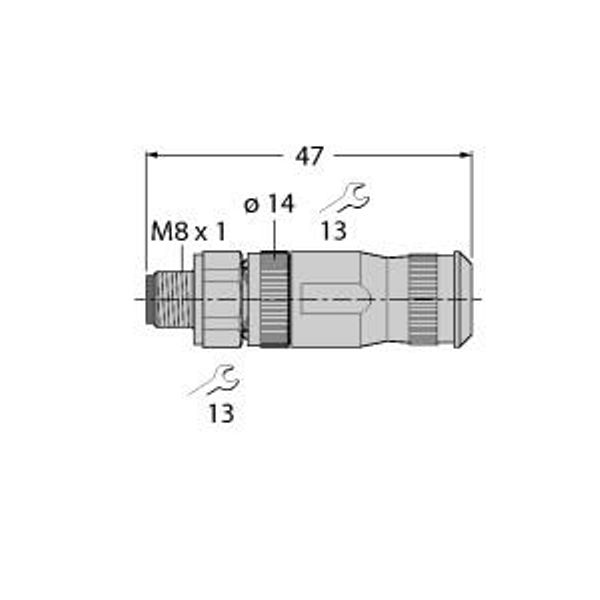 Field-Wireable Connector Male Connector M8 × 1/Ø 8 mm, Straight   FW-M8ST4-G-SB-ME-SH-6.5 image 2