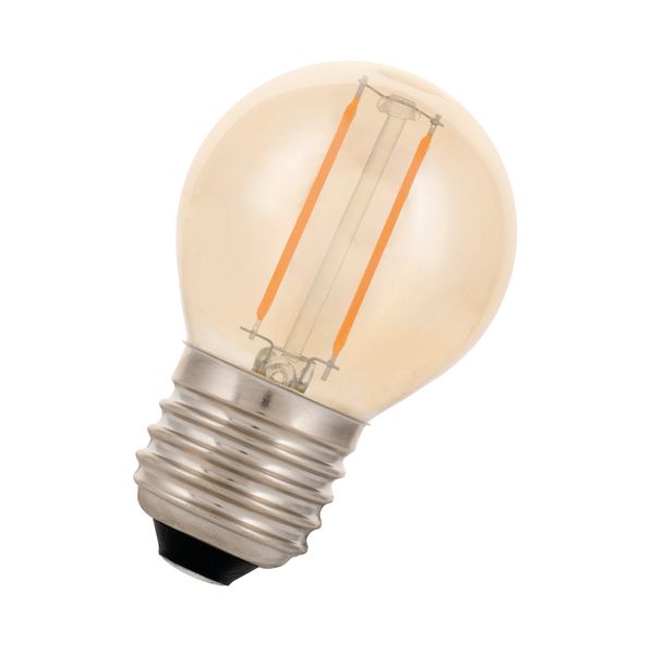 LED Filament G45 E27 240V 2W 2200K Gold image 1