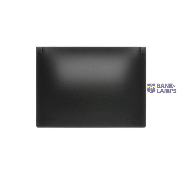 Double compact socket outlet with SCHUKO earthing - IP44 version - flap in colour of the cover, 16A, Screw, black matt image 1