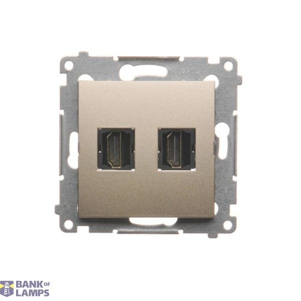 HDMI double socket, Gold matt, metalic image 1