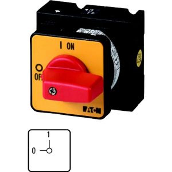 T3-1-102/E-RT On-Off switch, T3, 32 A, flush mounting, 1 contact unit(s), 2 pole, Emergency switching off function, with red thumb grip and yellow front plate image 4