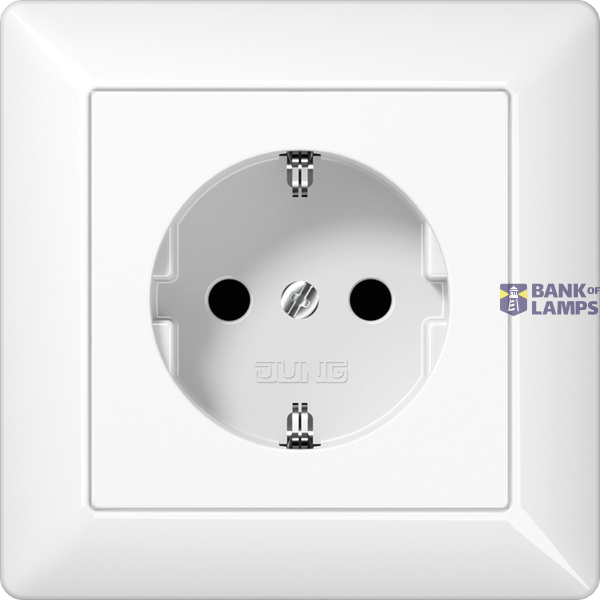 SCHUKO socket, 16 A 250 V ~, without claws, integrated increased contact protection, SAFETY+, with frame, Duroplast, AS series, alpine white image 1