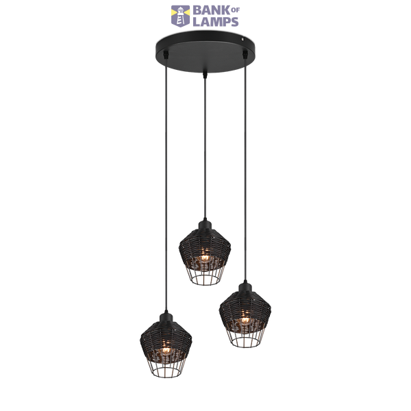 Borka pendant 3-pc E27 black image 1