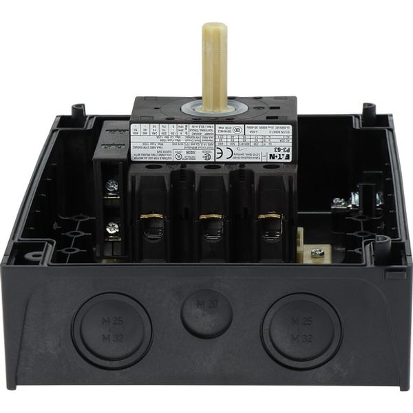 P3-63/I4/SVB/HI11 Main switch, P3, 63 A, surface mounting, 3 pole, 1 N/O, 1 N/C, Emergency switching off function, With red rotary handle and yellow locking ring, Locka image 7