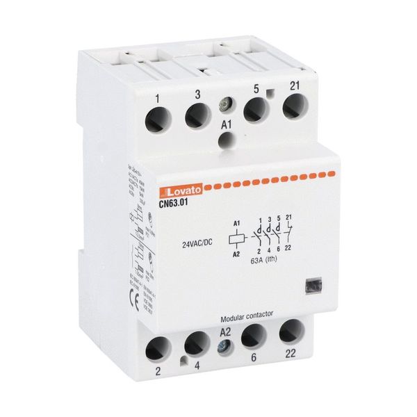 Modular contactor, three-pole or four-pole, 63A AC1, 24VAC/DC (3NO+1NC) image 1