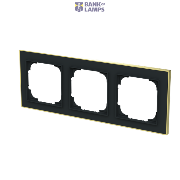 1723-453M-500 Cover  with decor ring, 3gang black matt gold image 2